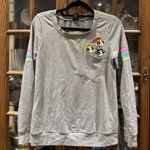 Cartoon Network Power Puff Girls - Gray Long Sleeve with Colorful Stripes